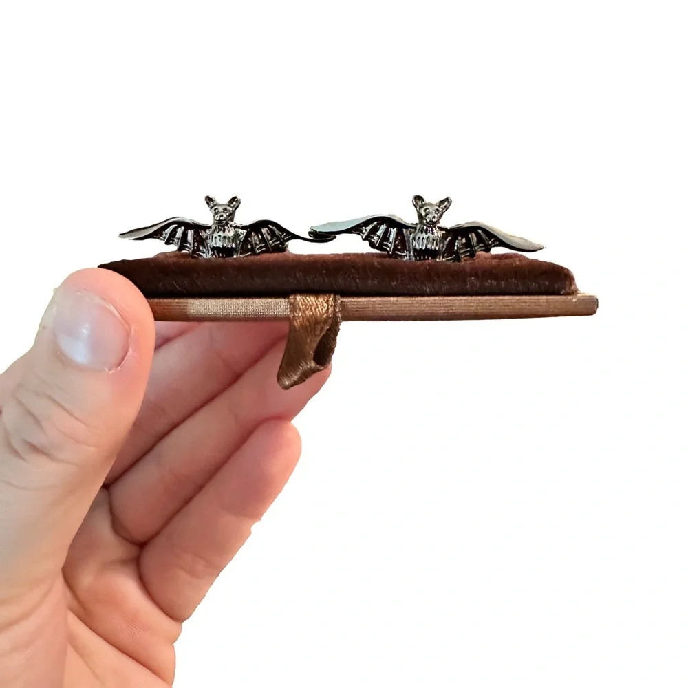 Silver Flying Bat Cufflinks with Case